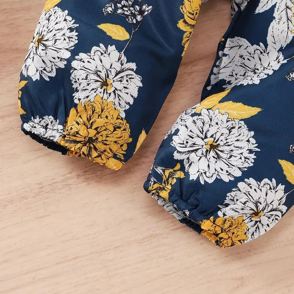 Baby Girls Clothing Set Short Sleeve Bodysuit +Floral Pants with Bow + Headband 3PCS Outfits Toddler Baby Girl Clothing