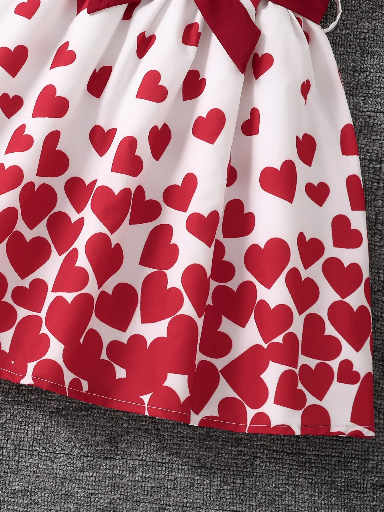 Spring Autumn Casual Cute Girl Two-Piece Set Red Vest Heart-Shaped Floral Skirt Fashion Outfit for Girls
