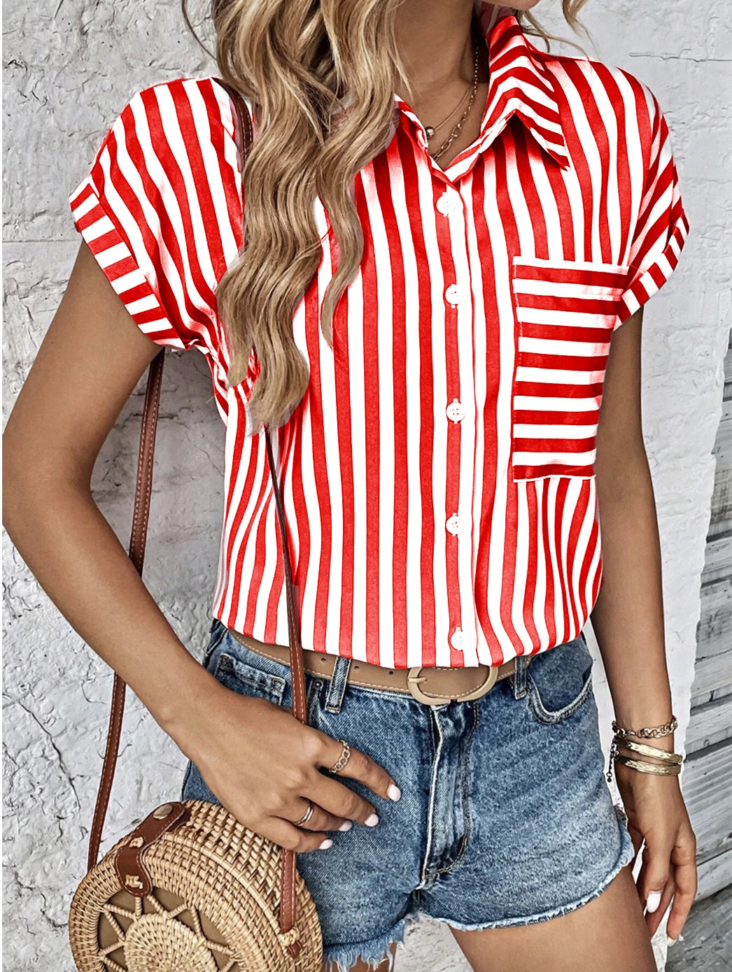 Casual Loose Striped Shirts For Women 2024 Women's Shirts And Blouses Fashion Elegant Youth Female Tops
