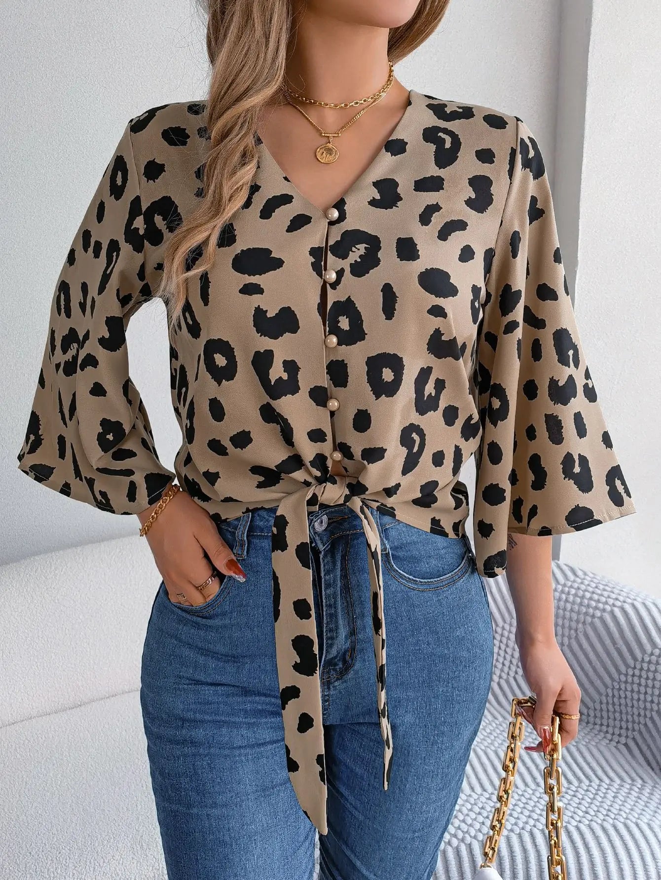 VigoCasey 2025 Female Leopard Print Chiffon Shirt Women Casual Long Sleeve Top Spring Office Lady Single Breasted Tops Clothes