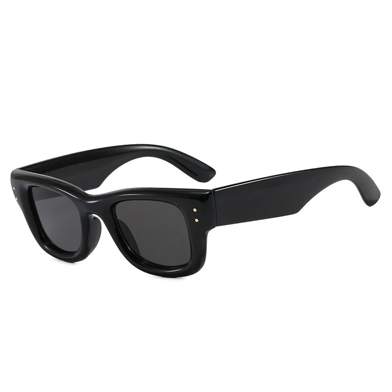 JNPCXI New Square Rivets Women Gradient Sunglasses Shades UV400 Fashion Black Tea Men Trending Sun Glasses