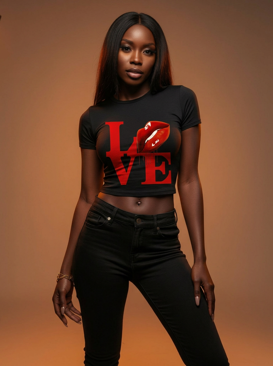 Women's Crop top love lips