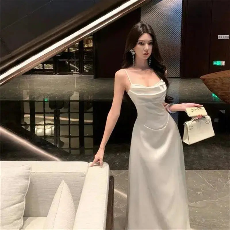 Pure Desire Spring Summer Women's Dr Wind Prure Pleat Design Strapl A-Line Long Skirt Slimming Effect No Sve