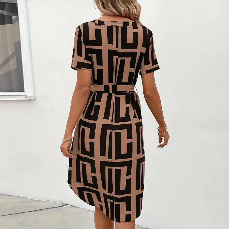 Women's A-Line Midi Dress Elegant Vintage Female Dresses
