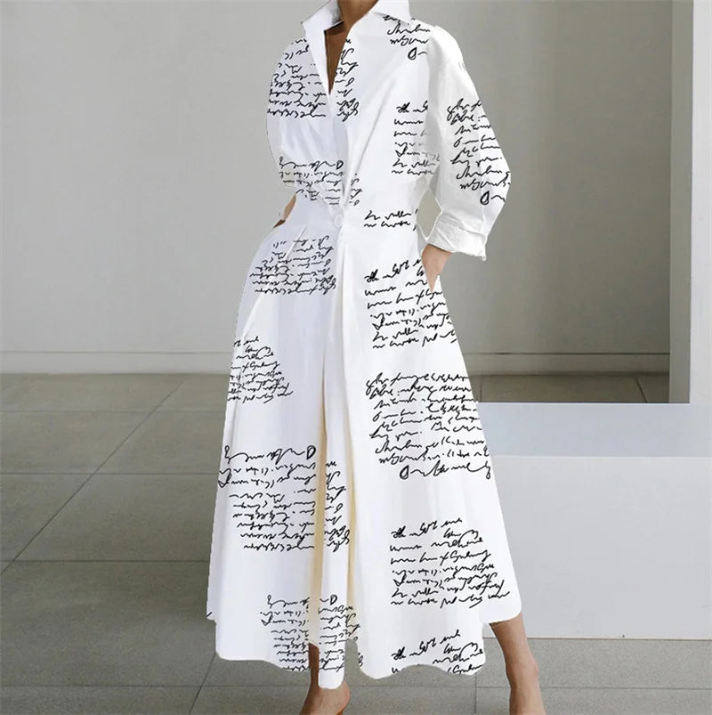 Oversized Elegant Women Spring Sundress ZANZEA Fashion Lapel Neck Long Sleeve Solid Long Shirt Dress OL Vestidos Robe Femme Comm