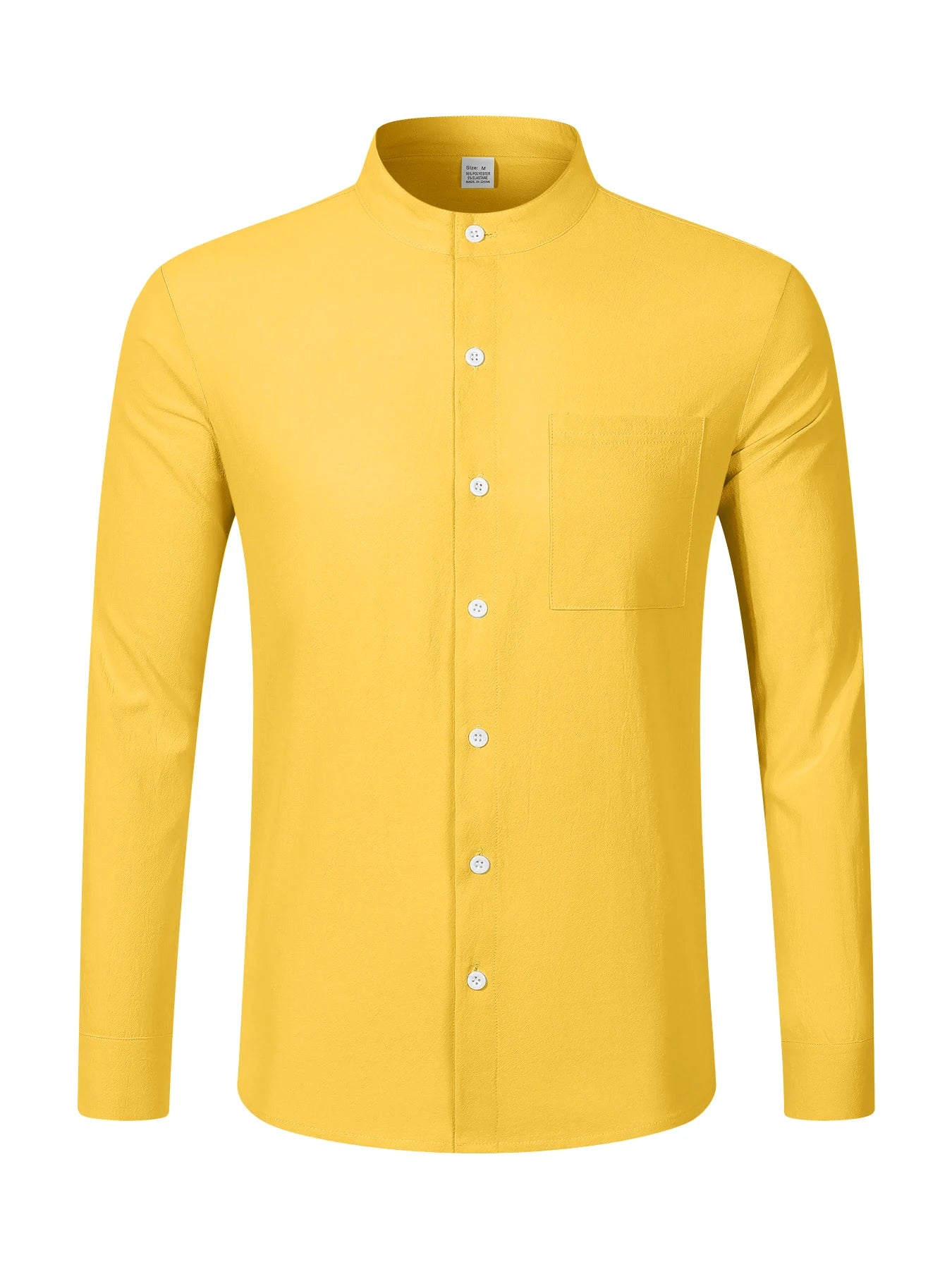 2025 Spring and Autumn New Men's Long Sleeve Shirt Cotton and Hemp Stand Collar Casual Cardigan