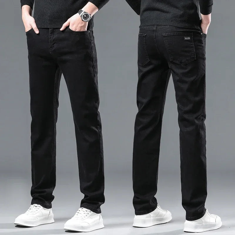 Wthinlee Brand Brushed Jeans  Winter Jeans Men Slim Fit Stretch Thick Velvet Pants Warm Jeans Casual Fleece Trousers Male