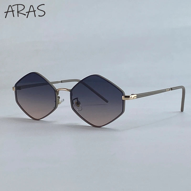 Small Hexagon Irregular Punk Sunglasses Women 2026 Luxury Brand Design Vintage Polygon Sun Glasses Metal Frame Shades Eyewear