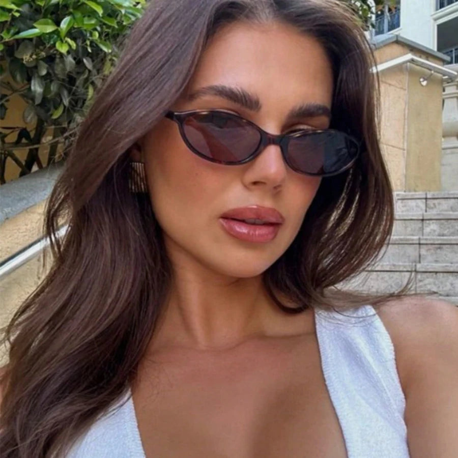 Retro Oval Frame Sunglasses Fashion Women Trendy Small Frame Sunglasses Punk Cat Eyes Sunshade Sun Protection UV400 Glasses