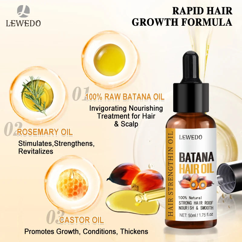 Lewedo Naturals Batana Oil Fast Hair Growth for Men Women Pure Batana Oil Nourish Shiny