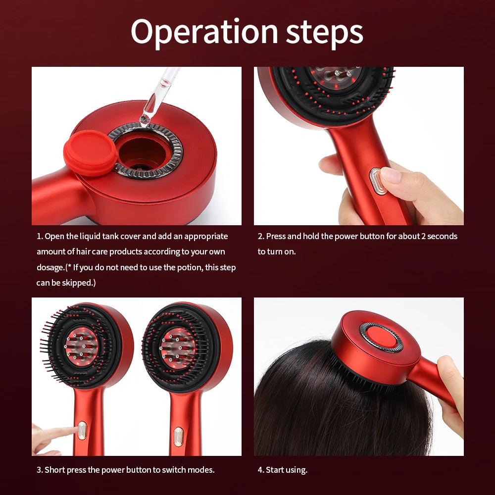 3 Modes Electric Vibration Massage Comb Red Light Therapy Hair