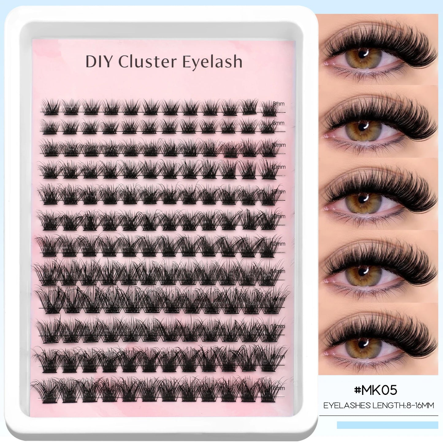 GROINNEYA Lashes Clusters Faux Mink Lashes Eyelash Extension Voluminous Fluffy Wispy Cat Eyelashes Eyelashes Clusters Makeup