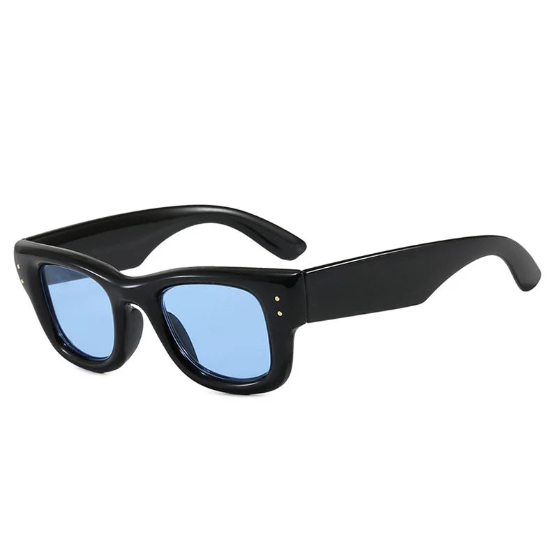 JNPCXI New Square Rivets Women Gradient Sunglasses Shades UV400 Fashion Black Tea Men Trending Sun Glasses
