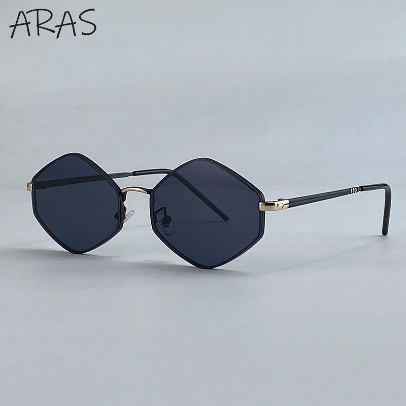 Small Hexagon Irregular Punk Sunglasses Women 2026 Luxury Brand Design Vintage Polygon Sun Glasses Metal Frame Shades Eyewear