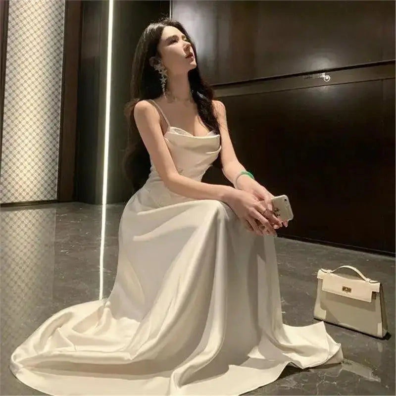 Pure Desire Spring Summer Women's Dr Wind Prure Pleat Design Strapl A-Line Long Skirt Slimming Effect No Sve