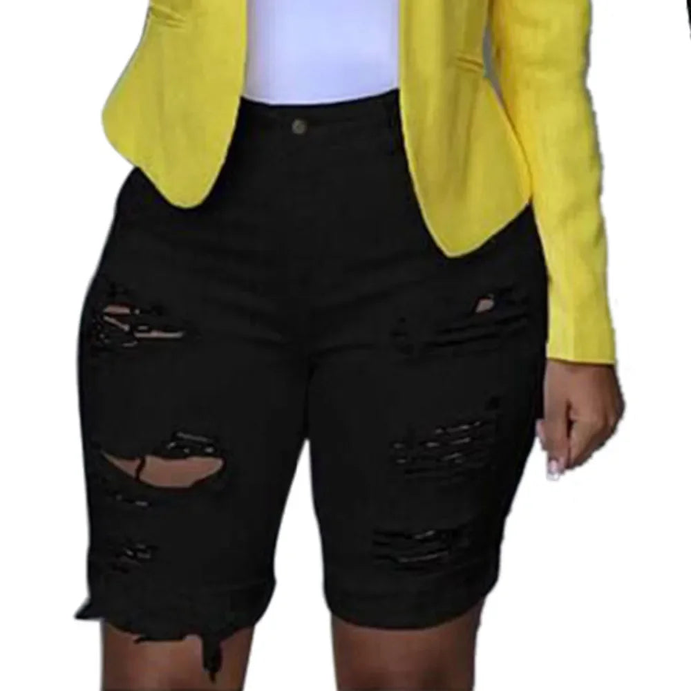 Denim Shorts Women Plus Size Destroyed Hole