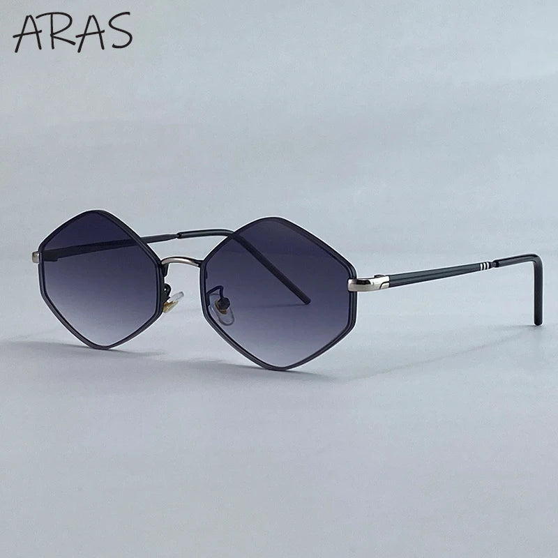 Small Hexagon Irregular Punk Sunglasses Women 2026 Luxury Brand Design Vintage Polygon Sun Glasses Metal Frame Shades Eyewear