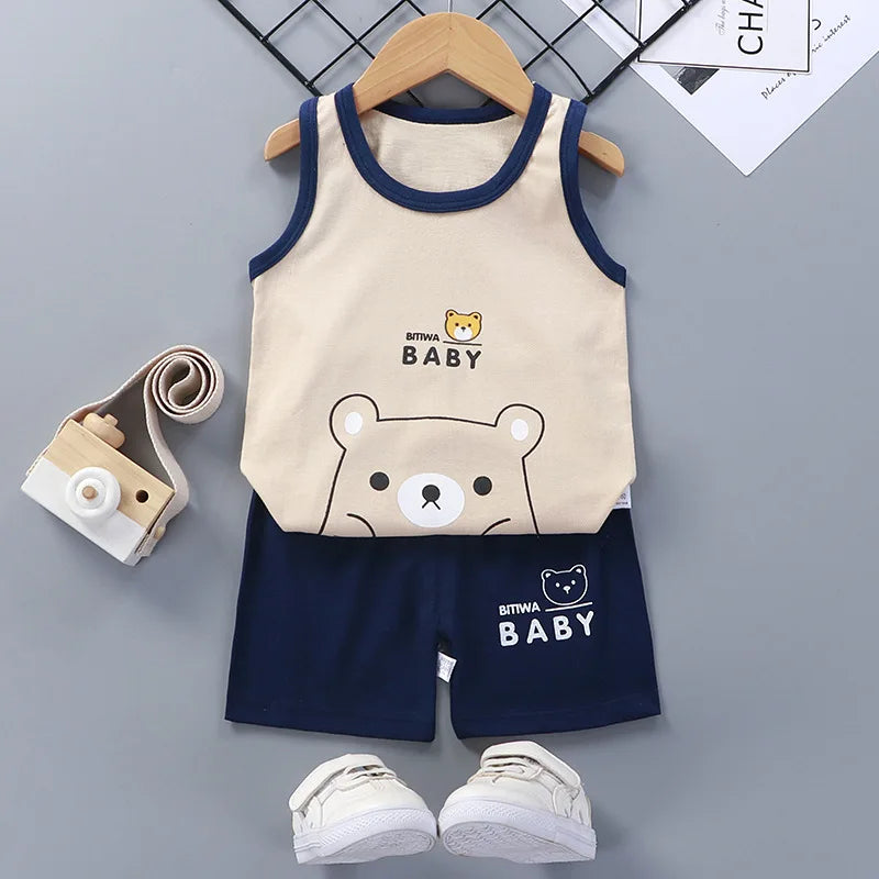 Summer Baby Clothes Set Casual Baby Boy Clothing Set Kids Short Sleeve Sports Set Tshirt Shorts Infant Clothes cotton suits 2pcs