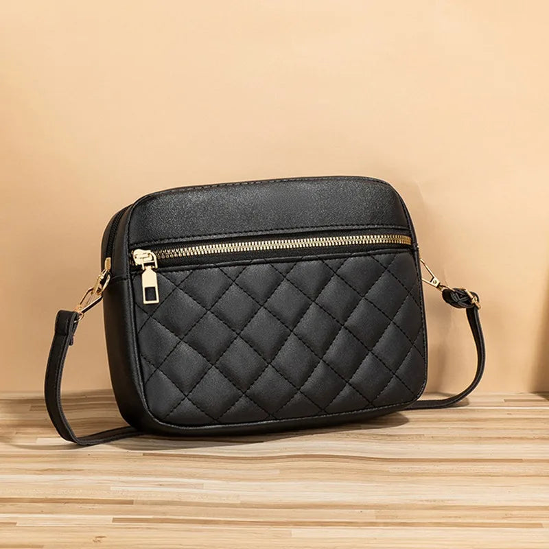 PU Leather Crossbody Bags Zipper New Fashion Shoulder Bag for Women Large Capacity Embroidery Thread Small Purse and Handbags