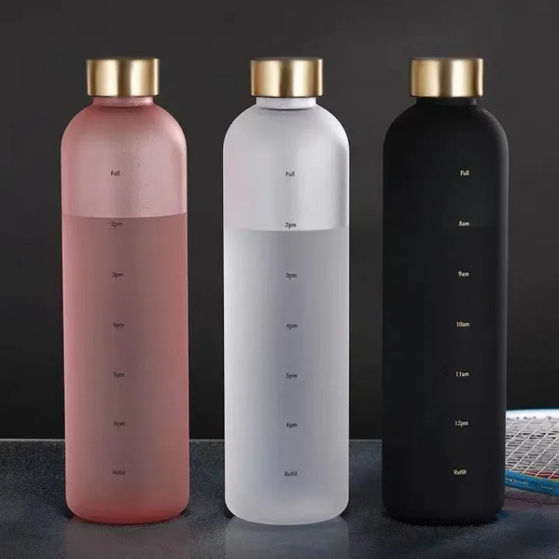 Water Cup Outdoors Sports Water Bottle Frosted Plastic Space Cup with Time Scale 1000ml
