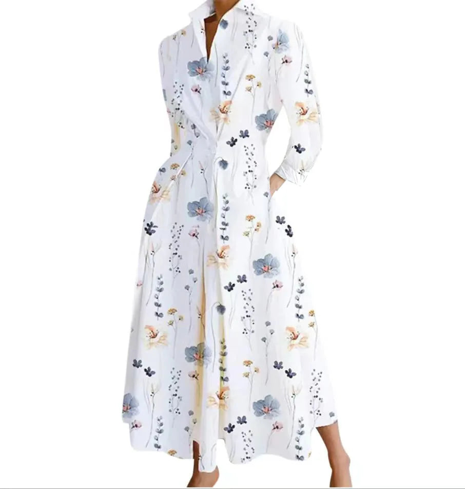 Oversized Elegant Women Spring Sundress ZANZEA Fashion Lapel Neck Long Sleeve Solid Long Shirt Dress OL Vestidos Robe Femme Comm