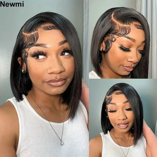 Newmi Bob Wigs Short Bob Wig Lace Front Human Hair Wigs Straight Hair 13x4 Lace Frontal Human Hair Bob Wigs for Women