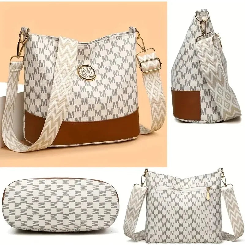 New retro color crossbody bag, M letter handbag, high quality PU bag, business and leisure all kinds of tote bag