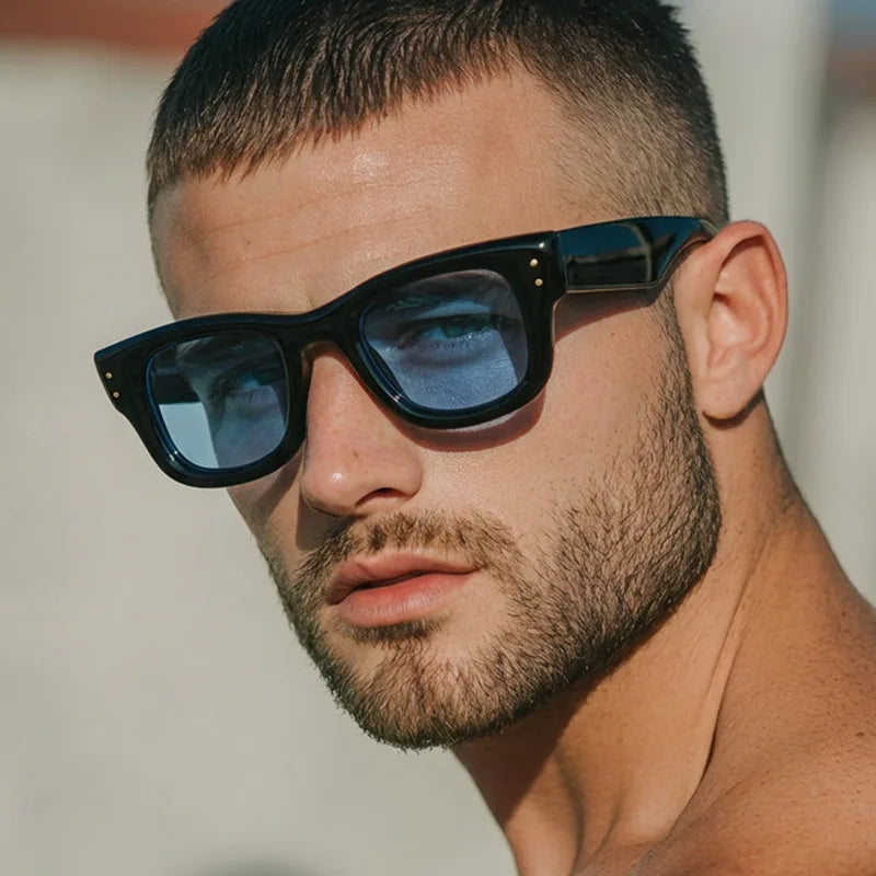 JNPCXI New Square Rivets Women Gradient Sunglasses Shades UV400 Fashion Black Tea Men Trending Sun Glasses