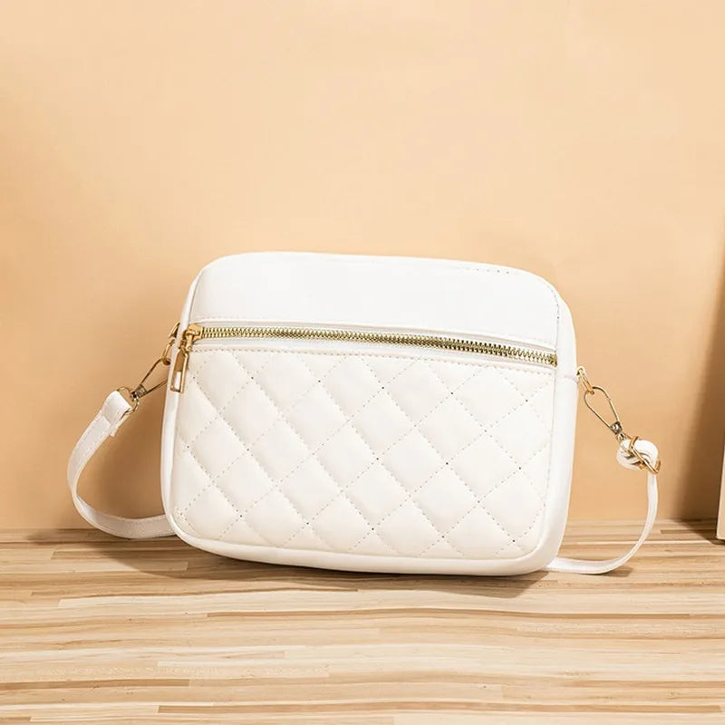 PU Leather Crossbody Bags Zipper New Fashion Shoulder Bag for Women Large Capacity Embroidery Thread Small Purse and Handbags