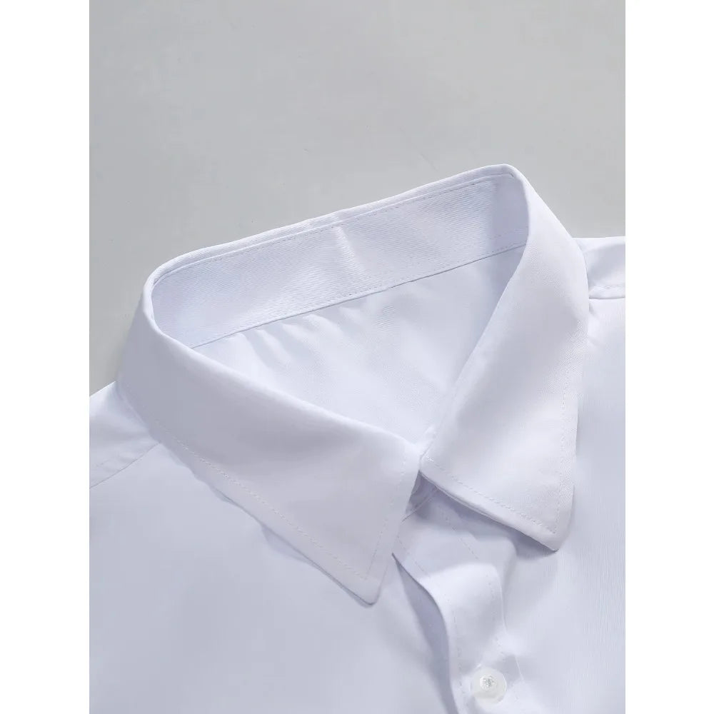FGKKS New Men Casual Shirt Brand Fashion Solid Color Long Sleeve Elastic Fabric Male Business Dress Shirt