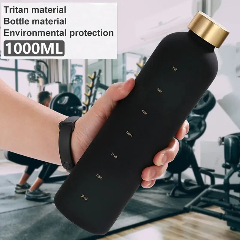 Water Cup Outdoors Sports Water Bottle Frosted Plastic Space Cup with Time Scale 1000ml