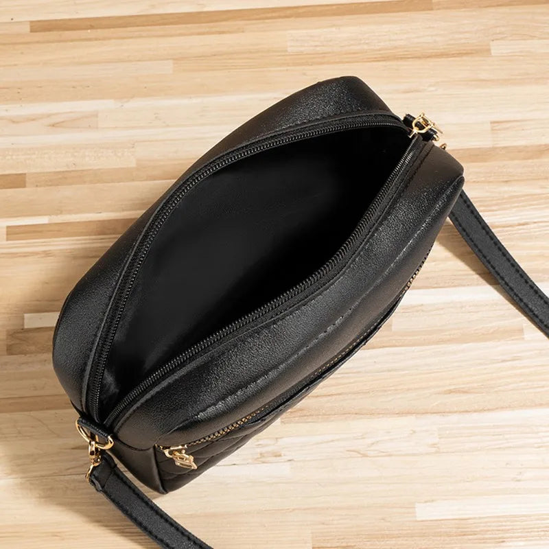PU Leather Crossbody Bags Zipper New Fashion Shoulder Bag for Women Large Capacity Embroidery Thread Small Purse and Handbags