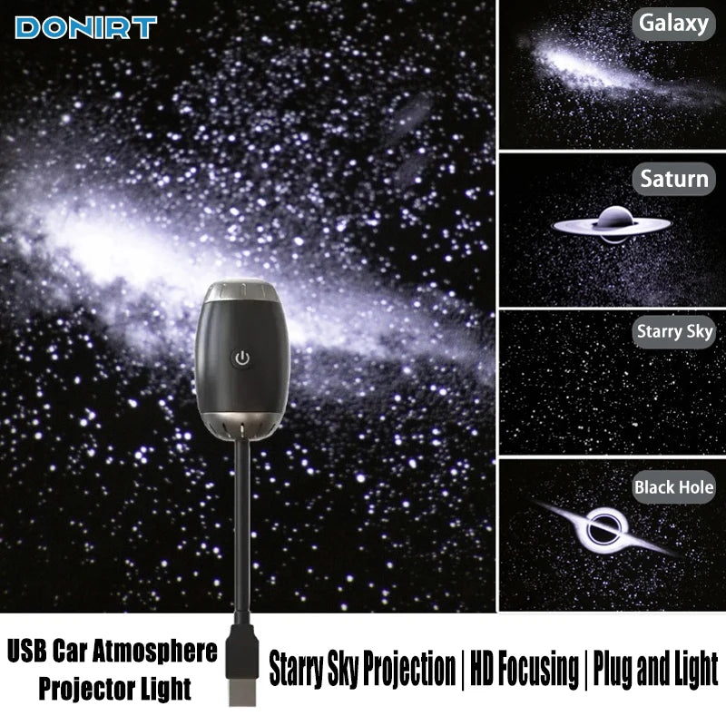 USB Car Atmosphere Projector Light Decor Romantic Saturn Galaxy Light