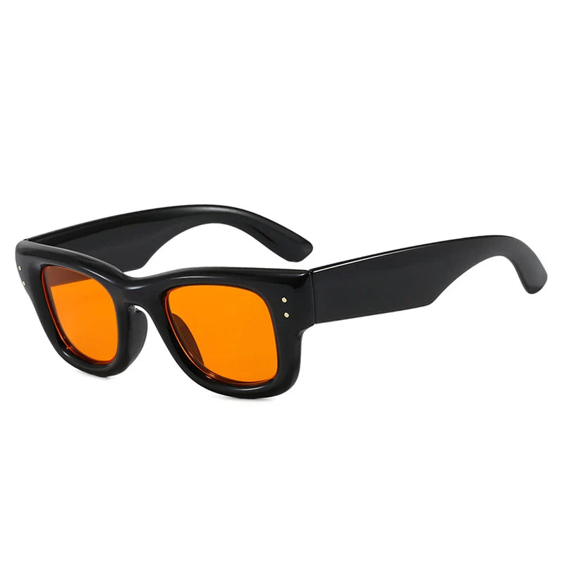 JNPCXI New Square Rivets Women Gradient Sunglasses Shades UV400 Fashion Black Tea Men Trending Sun Glasses
