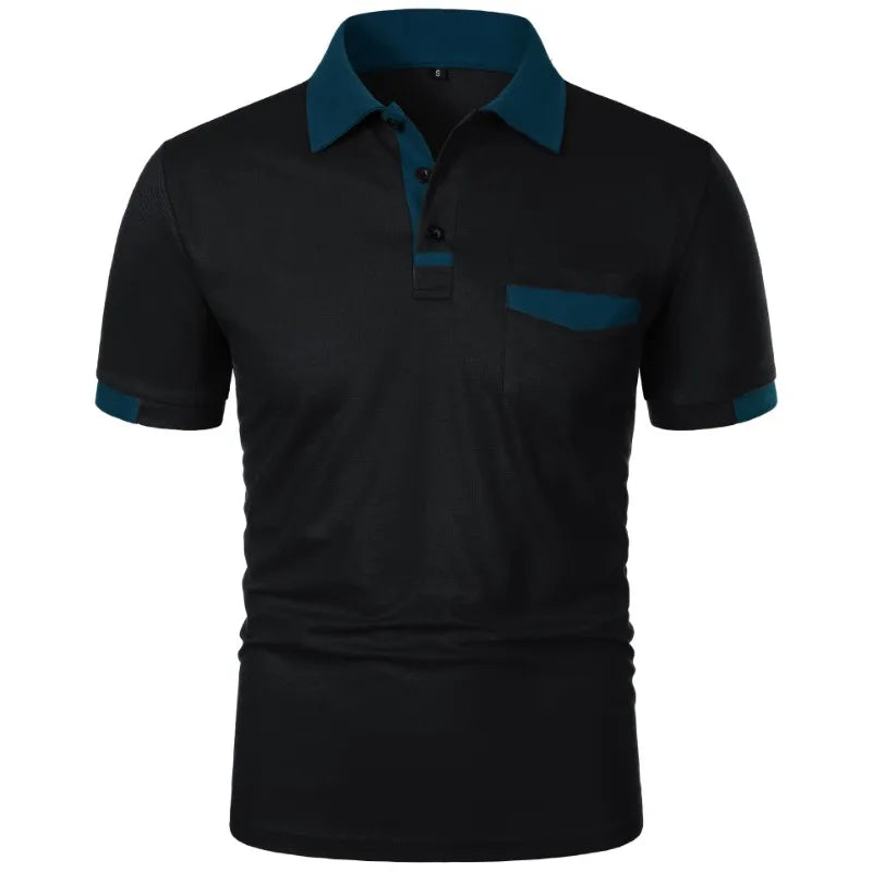 New Men's Short Sleeve T Shirts Solid Color Polo Shirt with Pockets Breathable Loose Basic Shirts for Men Lightweight Tops