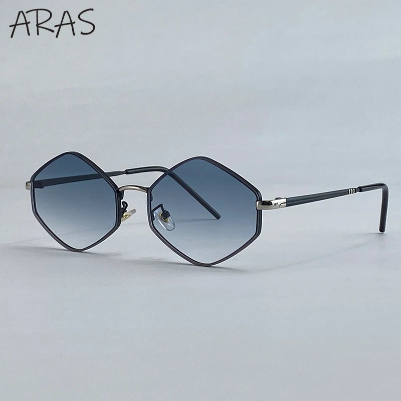 Small Hexagon Irregular Punk Sunglasses Women 2026 Luxury Brand Design Vintage Polygon Sun Glasses Metal Frame Shades Eyewear