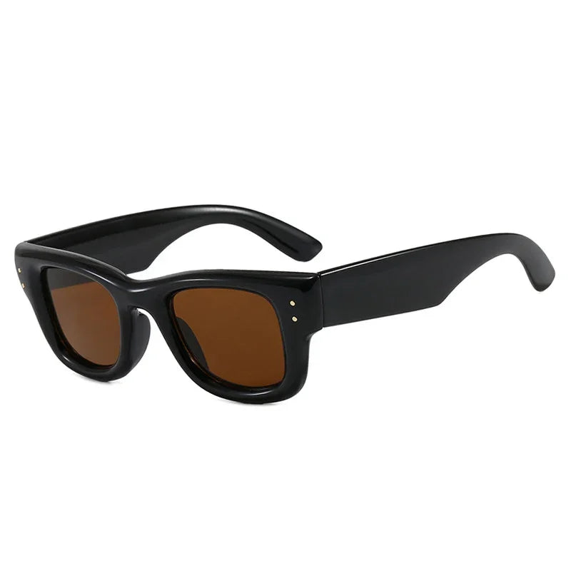 JNPCXI New Square Rivets Women Gradient Sunglasses Shades UV400 Fashion Black Tea Men Trending Sun Glasses