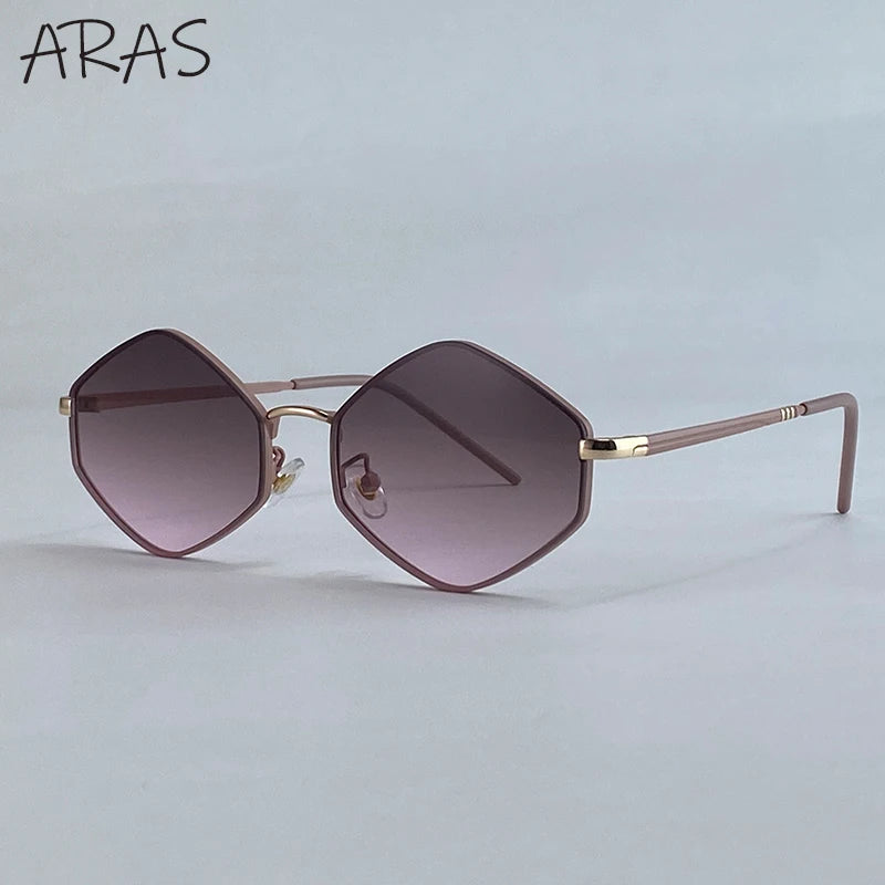 Small Hexagon Irregular Punk Sunglasses Women 2026 Luxury Brand Design Vintage Polygon Sun Glasses Metal Frame Shades Eyewear