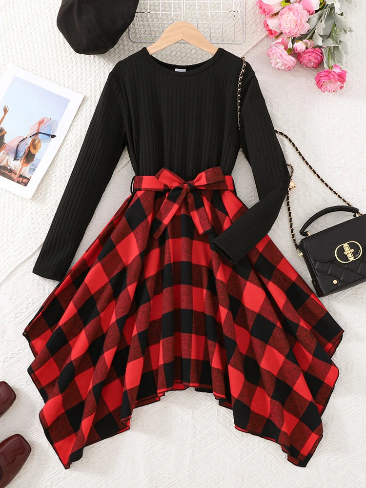 Autumn And Winter Women's And Children's Casual Fashion Elegant Irregular Skirt Long Sleeved Dress