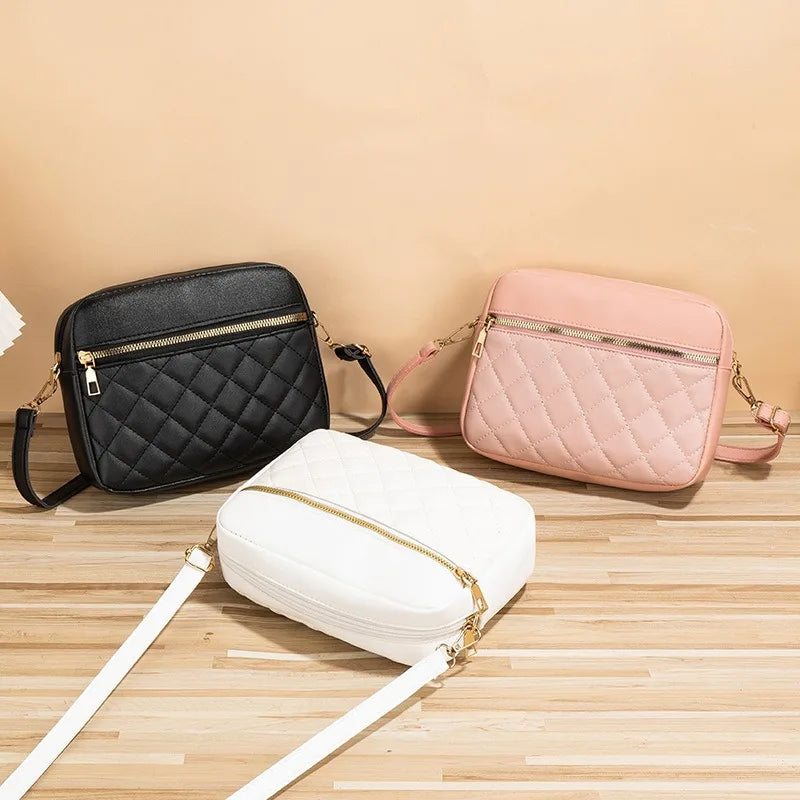 PU Leather Crossbody Bags Zipper New Fashion Shoulder Bag for Women Large Capacity Embroidery Thread Small Purse and Handbags