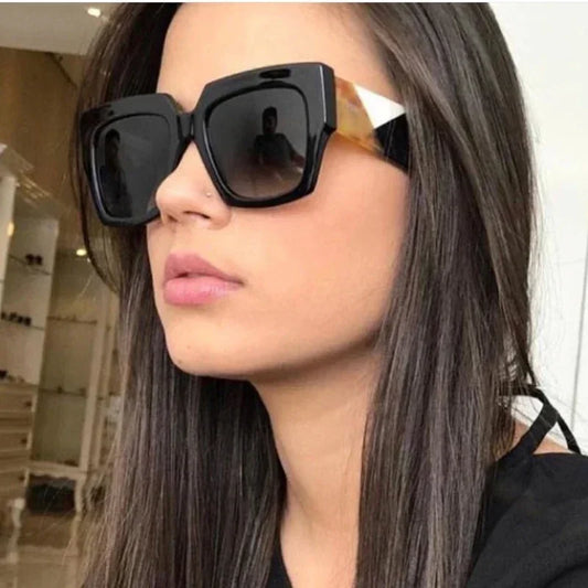 Square Oversized Sunglasses Women Luxury Brand 2024 New Designer Gradient Sun Glasses Big Frame Vintage Eyewear UV400