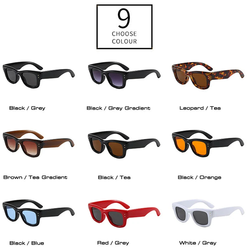 JNPCXI New Square Rivets Women Gradient Sunglasses Shades UV400 Fashion Black Tea Men Trending Sun Glasses
