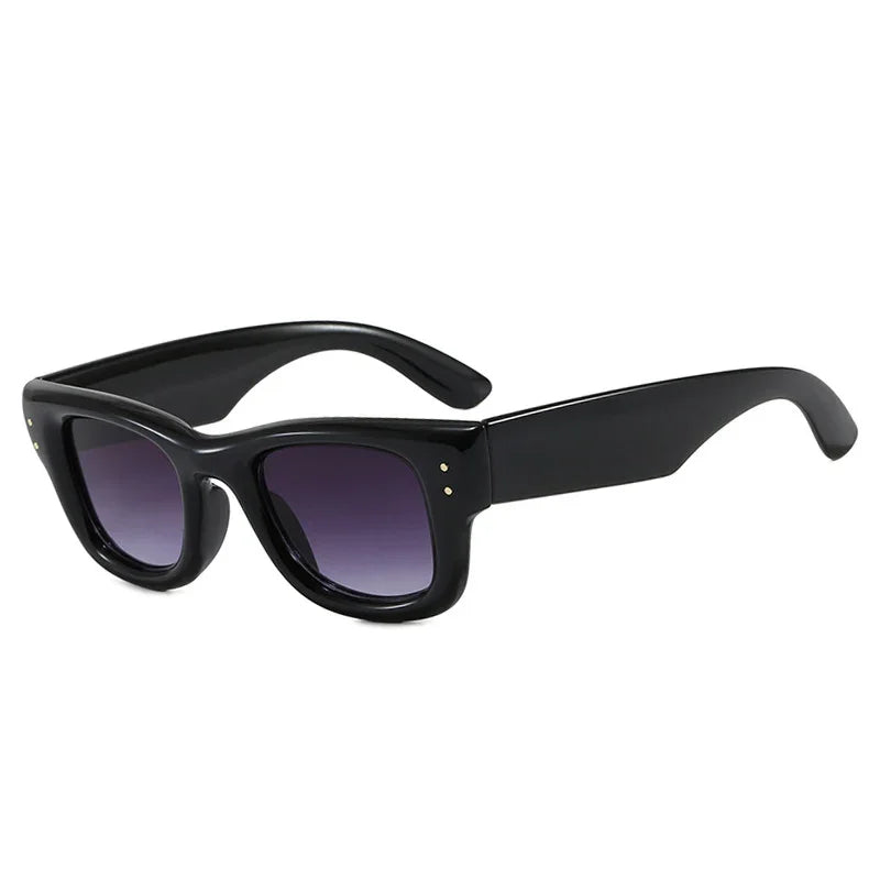 JNPCXI New Square Rivets Women Gradient Sunglasses Shades UV400 Fashion Black Tea Men Trending Sun Glasses