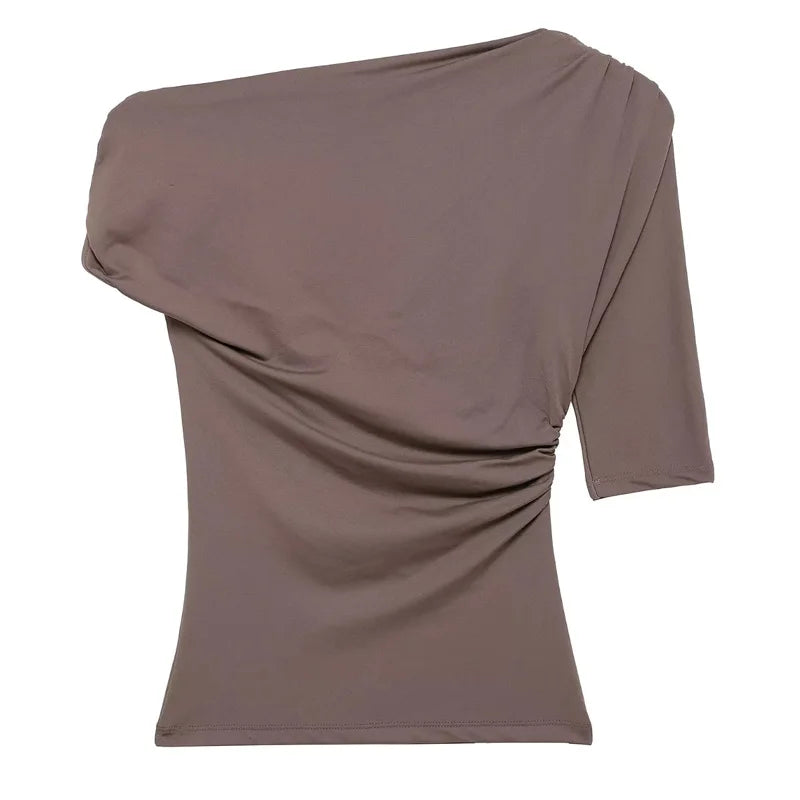 Top Summer Tight Plain T-Shirts Stylish Short Sleeve Black Blouse