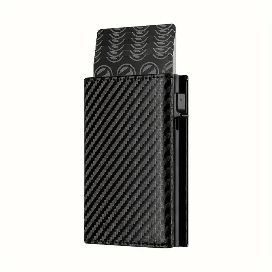 Men's Wallet with Zipper Coin Purse Automatic Pop-up Metal Credit Card Holder Minimalist RFID Blocking Business Card Wallet Idea