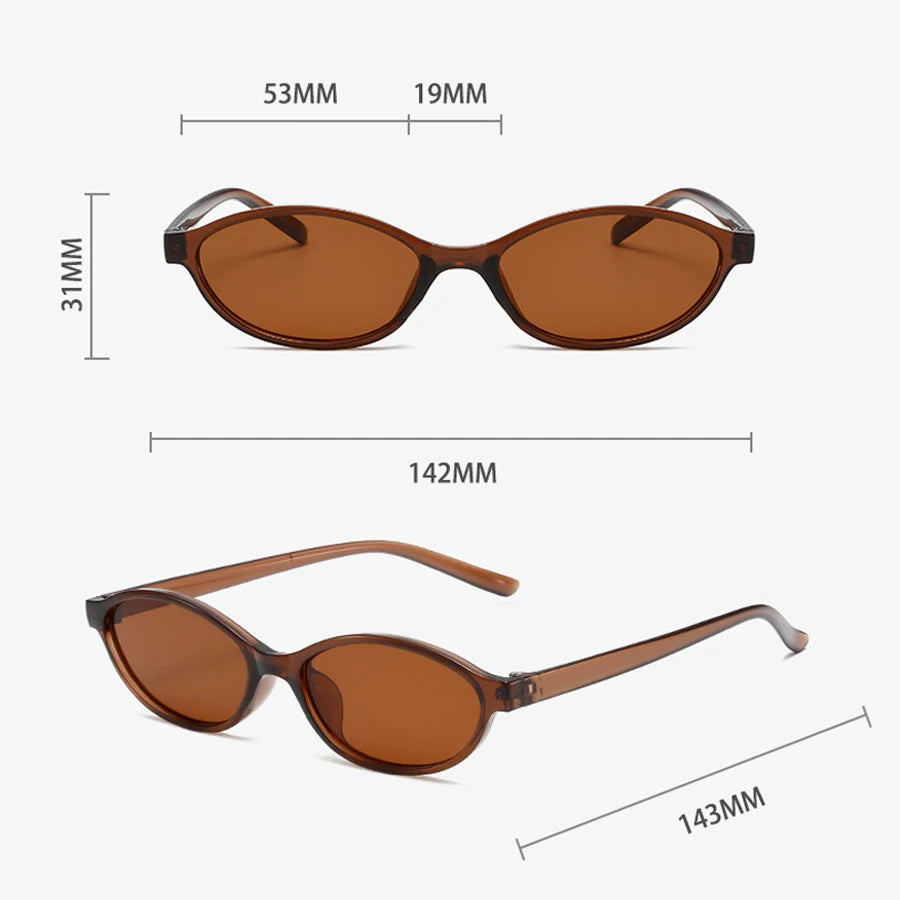 Retro Oval Frame Sunglasses Fashion Women Trendy Small Frame Sunglasses Punk Cat Eyes Sunshade Sun Protection UV400 Glasses