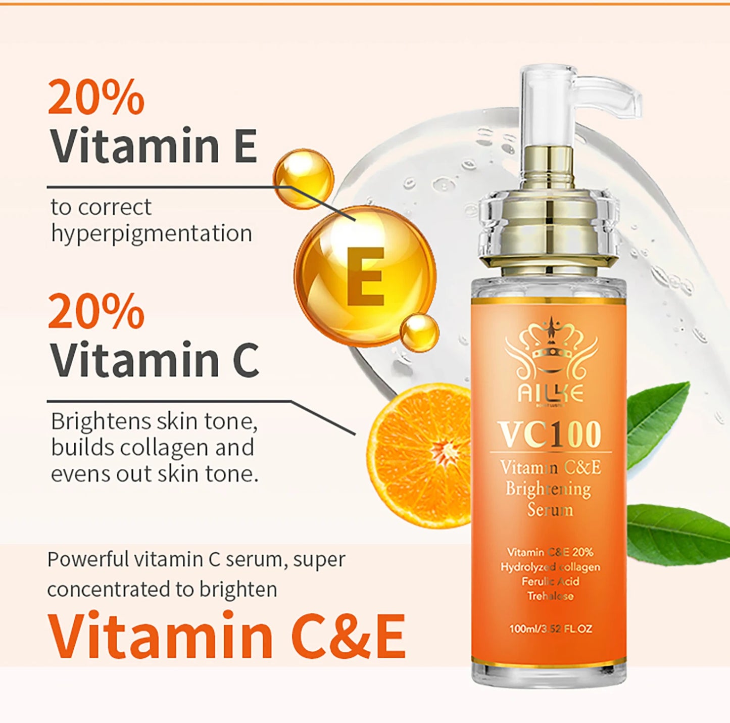 AILKE Vitamin C Whitening Kit For Women, Even Skin Tone, Clean Skin, Moisturizing, Anti Wrinkles, Skin Glowing Beauty Set