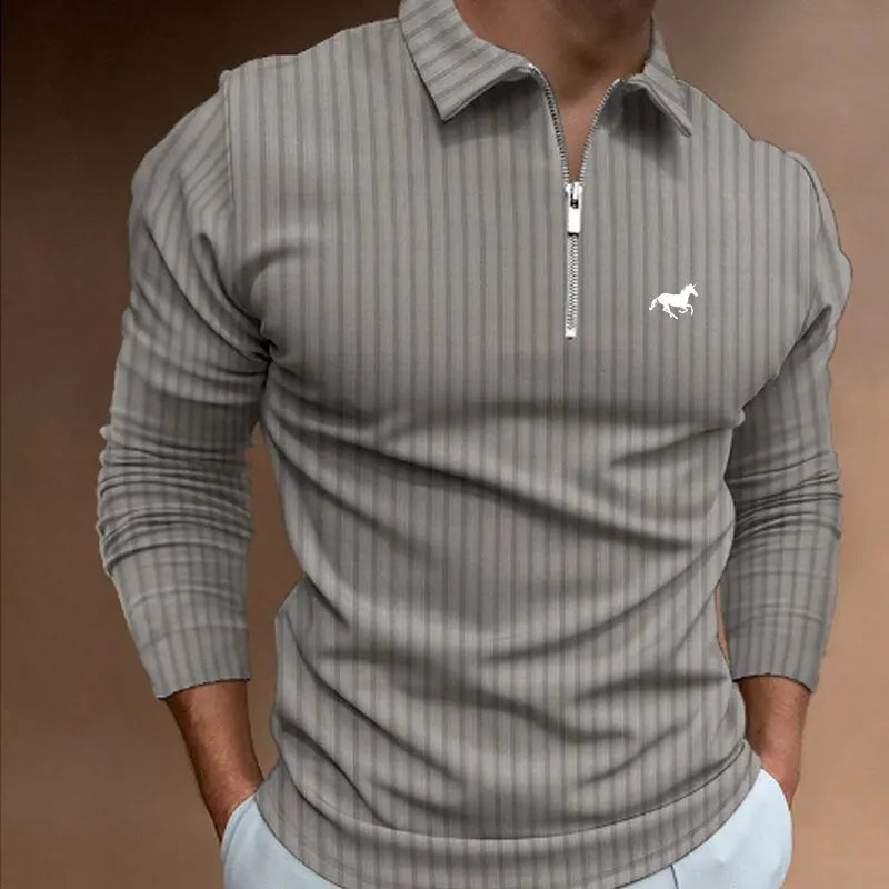 Men's Long Sleeved Zipper Polo Shirt Men's Casual Lapel Polo Shirt Fashionable Polo Shirt Casual Men's Polo Shirt  Men's Top