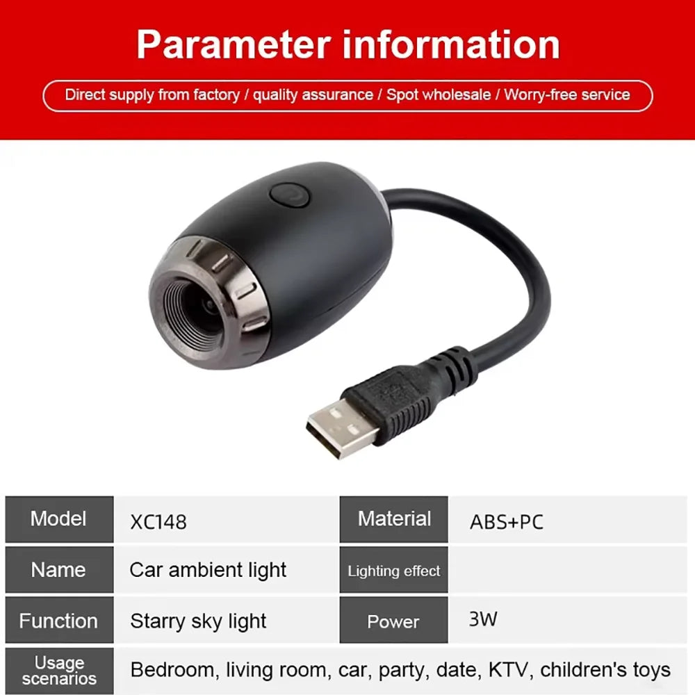 USB Car Atmosphere Projector Light Decor Romantic Saturn Galaxy Light