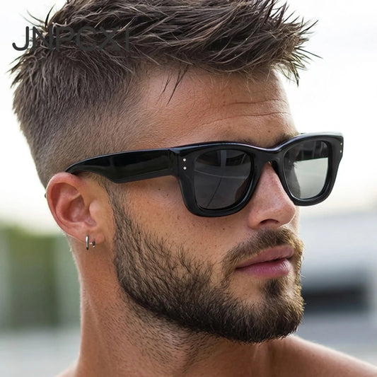 JNPCXI New Square Rivets Women Gradient Sunglasses Shades UV400 Fashion Black Tea Men Trending Sun Glasses